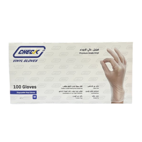 تشيك ات قفازات فينيل مقاس وسط 100 حبة